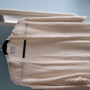 Old Navy White Shaker Stitch Open Front Knit Oversized Cardigan Sweater Casual